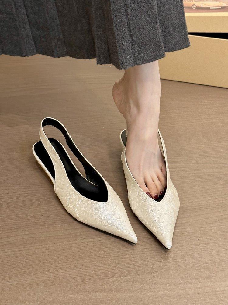 Temperament pointed back empty shoes bag head sandals summer gentle evening wedge heel shoes women