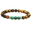 Tiger's Eye Malachite Bead Bracelet – Black Onyx Silver Accent Protection Jewelry, Men's Grounding Gift