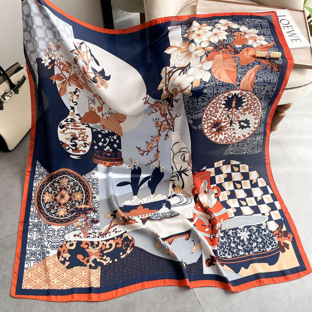 High-quality Luxurious Silk Scarves Headband Scarfs Neck Scarf For Women Chain Silk Scarf Women's Decorative Shawl