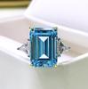 Anello da donna Xiancan Jewelry 2023 in argento S925 rettangolare intagliato con diamante ad alto contenuto di carbonio - Semplice, alla moda e d'atmosfera.