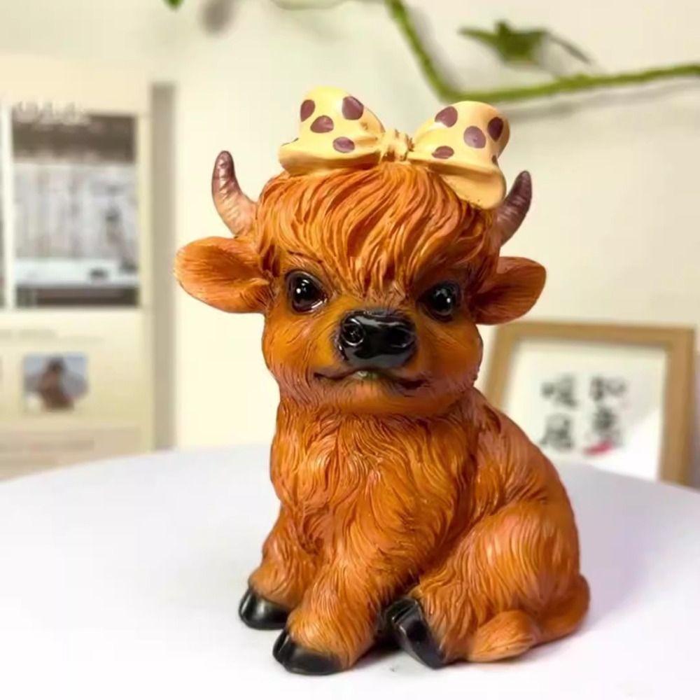 Resin Rooster Statue Cute Animal Sculpture Crafts Cow Ornament Cabinet