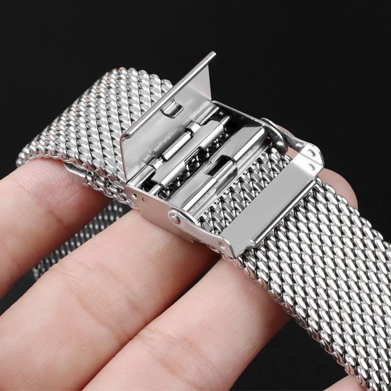 Milan Nise 1.0 Thick Line Double Buckle Watch Strap, Compatible with DW Stainless Steel Mesh, 20/22/24mm.