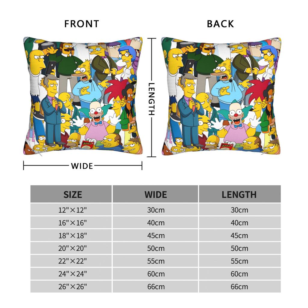 S-Simpsons Characters Group Portrait Pillow Cover Custom Cushion Cover Retro Trendy Pillow Case For Living Room Chair