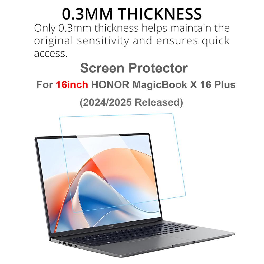 For 16Inch HONOR MagicBook X16 Plus 2024 2025 Screen Protector Scratch-proof Clear 0.3MM HD 9H NoteBook Tempered Glass 4