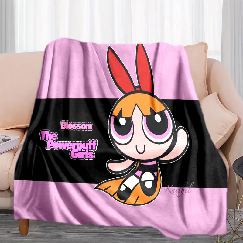 1PC The Powerpuff Girls printed blanket, all season lightweight home office outdoor nap multifunctional blanket A1