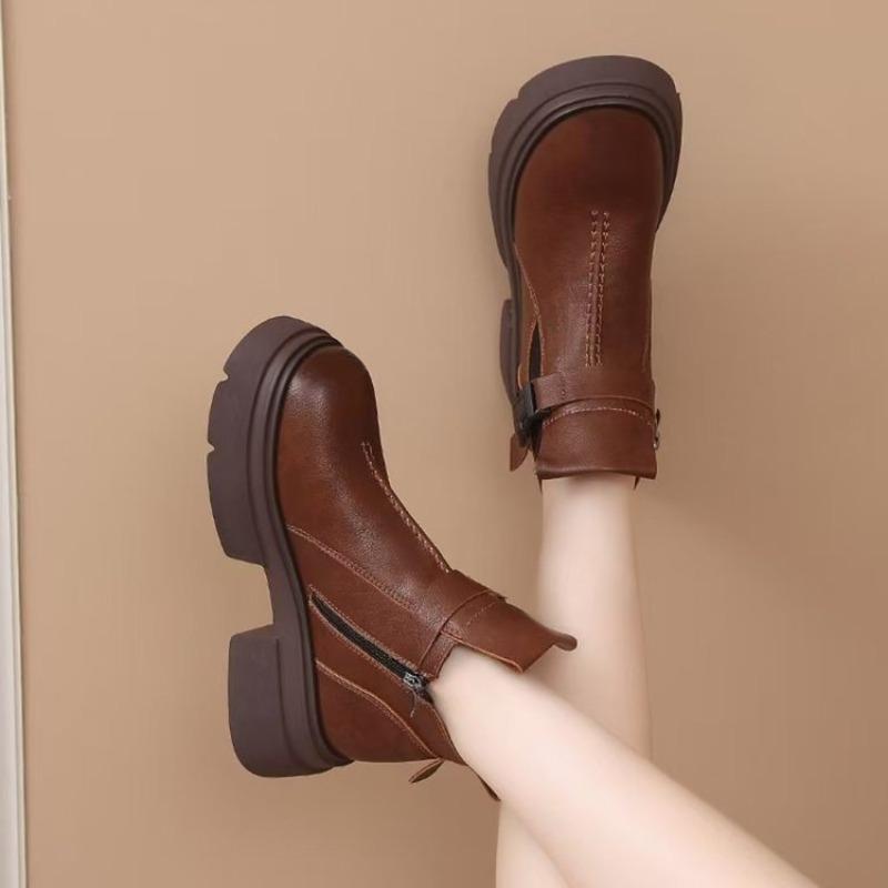 Small thick-soled Martin boots women's new autumn and winter retro versatile Chelsea short cotton boots