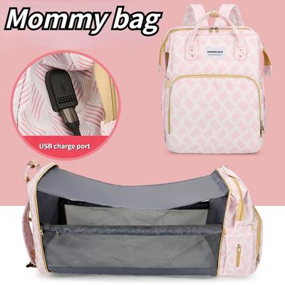 Mumientasche, tragbarer Kinderbett-Rucksack, große Umstandstasche für Babys, multifunktionale, wasserdichte Outdoor-Reise-Wickeltaschen