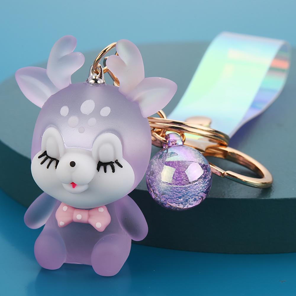 Cute Bag Pendant Deer Acrylic Elk Keychain Flashlight Keychain Key Lanyard Car Keyring