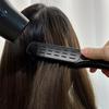 Clamp Hair Brush Straightener Flat Hair Styling Smoothing Tool Anti Static Hollow Vent V Shaped Double Sided Hair Straightening Brush