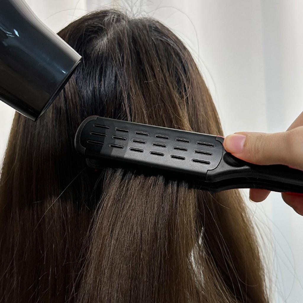 Clamp Hair Brush Straightener Flat Hair Styling Smoothing Tool Anti Static Hollow Vent V Shaped Double Sided Hair Straightening Brush