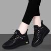 Women's Spring-Autumn Black Leather Soft-Soled Versatile Casual Walking Shoes, Comfortable Kitchen Work Footwear For Seniors.