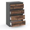 Chest of Drawers with 4 Drawers Gray Vintage 60CM TV Cabinet Living Room Furniture Sideboard