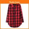 Women Fashion Button Down Checks Flannel Casual Lapel Long Shirt Tops Blouse In Vibrant Plaid Prints