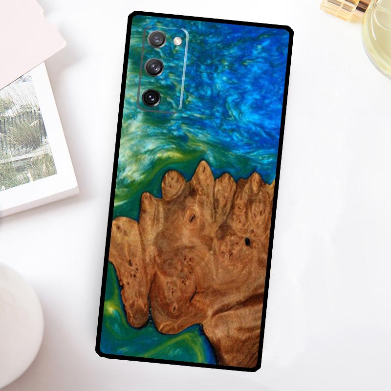 Hybrid Wood Resin Phone Case For Samsung Galaxy S23 S24 Ultra S22 S20 S21 FE Note 20 10 S8 S9 S10 Plus Cover