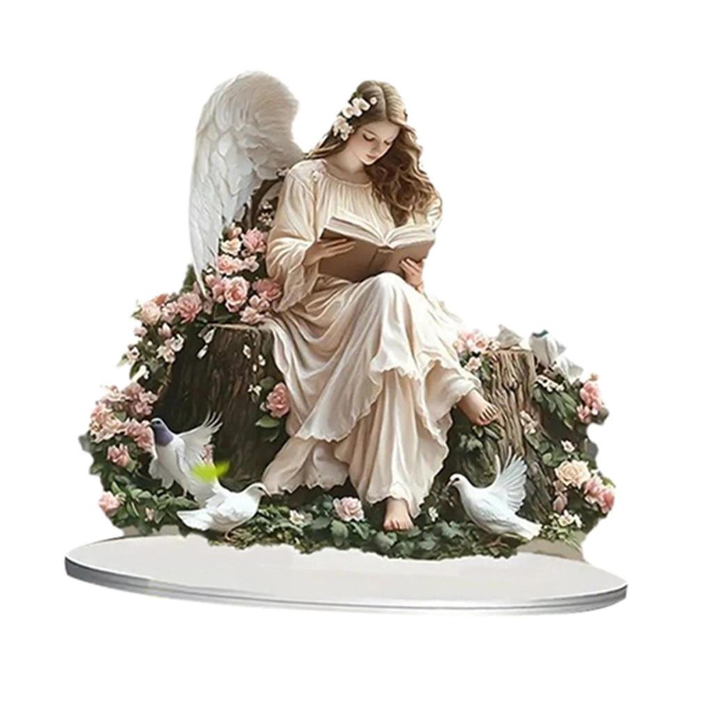 Acrylic Angel Fairy Decor, Desktop Display Ornament, Attractive 2D Flat Sign with Base for Living
