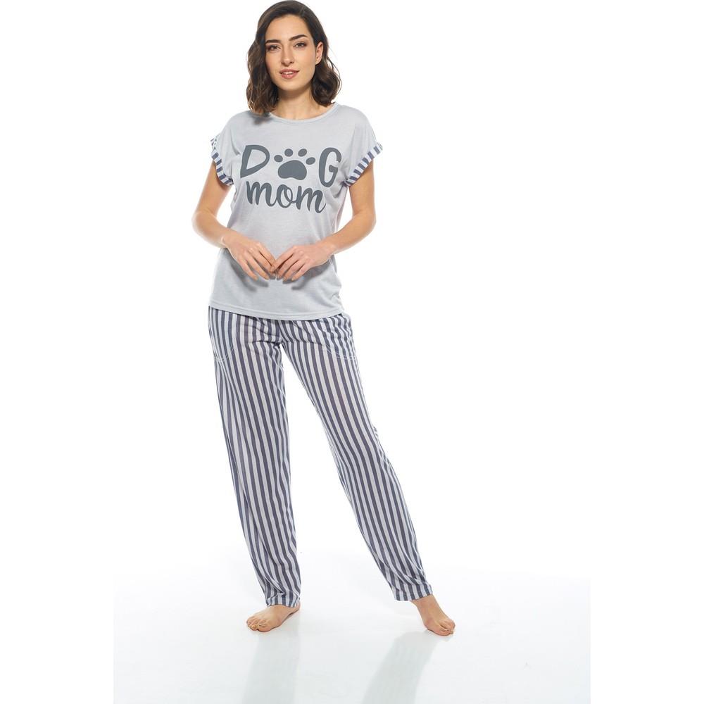 

Женский пижамный комплект из вискозы с короткими рукавами в полоску Estiva M серый