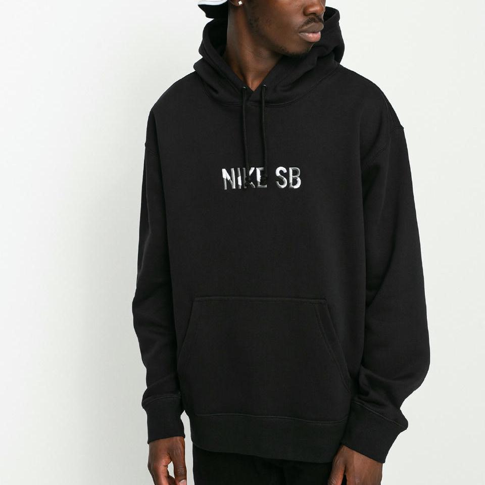 Nike Sb Letter Print Pattern Hooded Drawstring Long Sleeve American Sweatshirt Men Sweatshirt Black DH4683-010