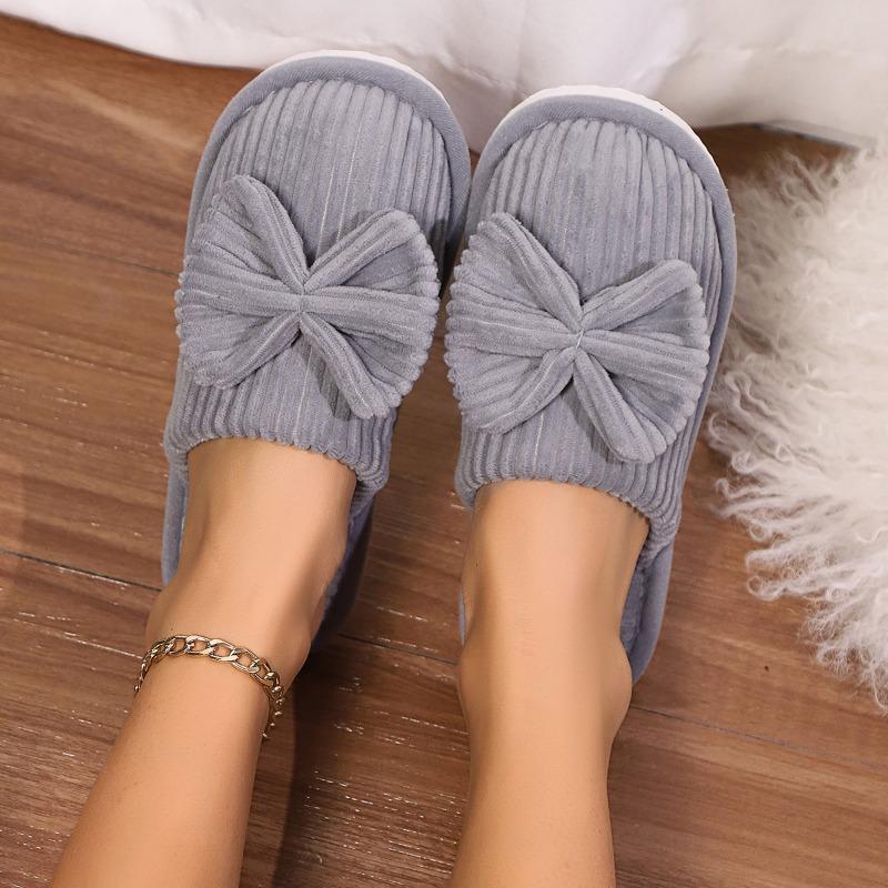 New cotton slippers autumn and winter couple bow cotton mop home indoor warm home cotton slippers men and women
