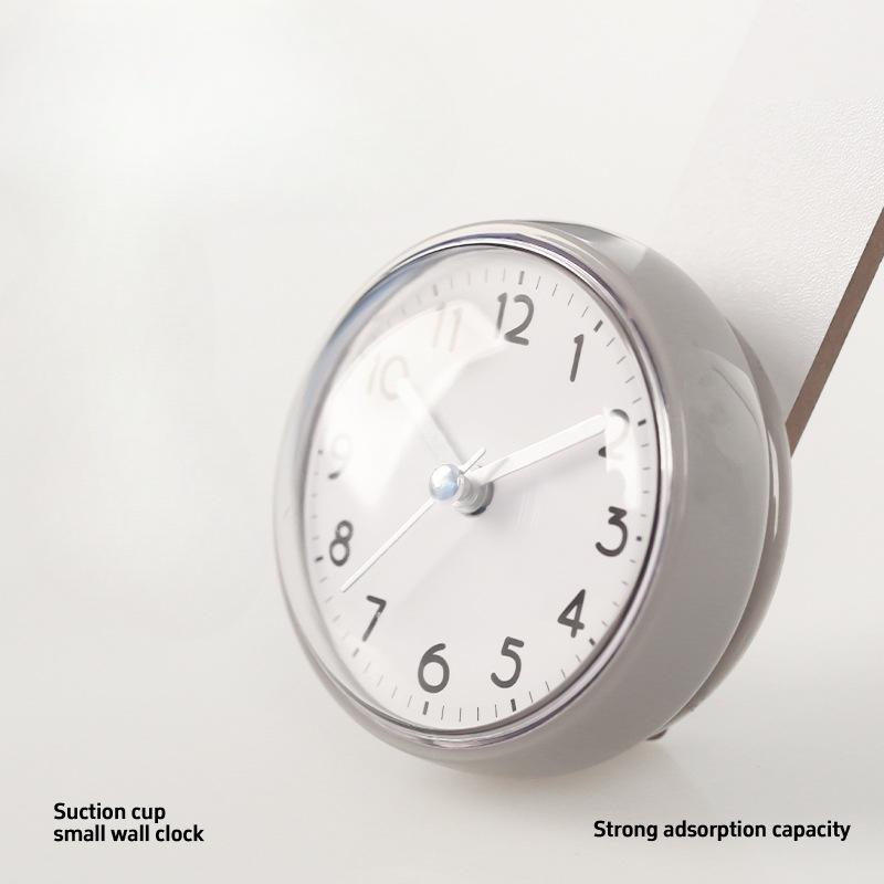 Mini Suction Cup Wall Clock Bathroom Glass Anti Fog Waterproof Clock Kitchen Bathroom Wall Suction Clock Quartz Clock