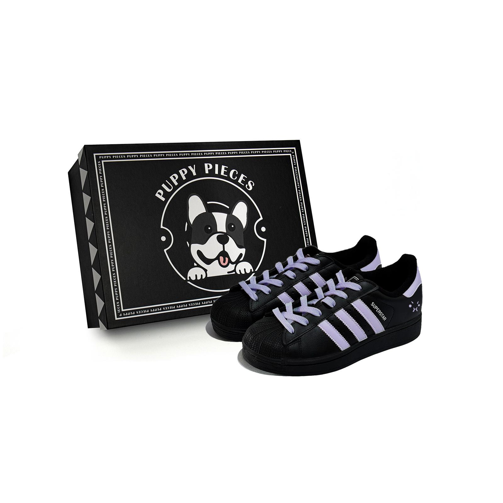 

Adidas Originals SUPERSTAR Piece, Special Shoe Box Low top Skateboard Shoes Unisex Black Purple EG4959(Team85-S-BOXA) 39⅓