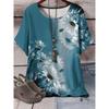 Modisches Blumendruck Damen Top Lässig Kurzarm Locker Bequem T-Shirt Vielseitige T-Shirts Damen