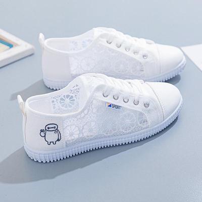 Damskor 2024 Vita Mesh Sneakers: Andningsbara, Lätta, Trendiga Ballerinaskor för Vår & Sommar
