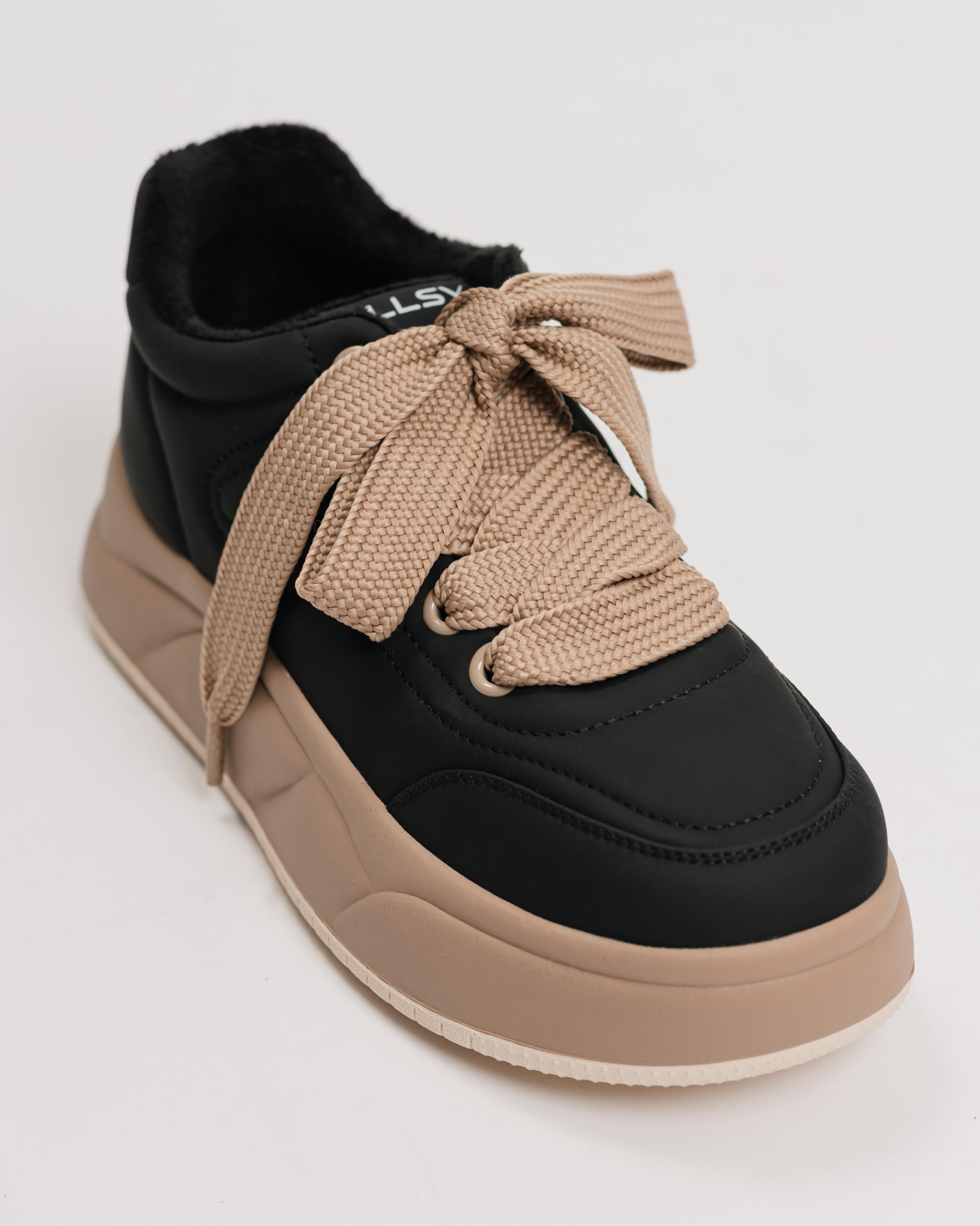 

Кроссовки утепленные Allsy 20215 39 черно-бежевые кожа текстиль 39 чорний