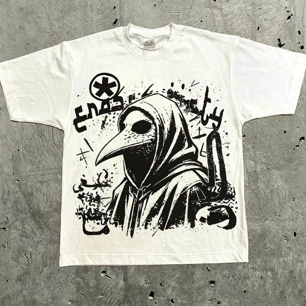 Graphic Tshirt Men Women Vintage Top Hip Hop Streetwear Oversized Tshirt Short Sleeve Casual Clothing Summer Fashion YK Tee