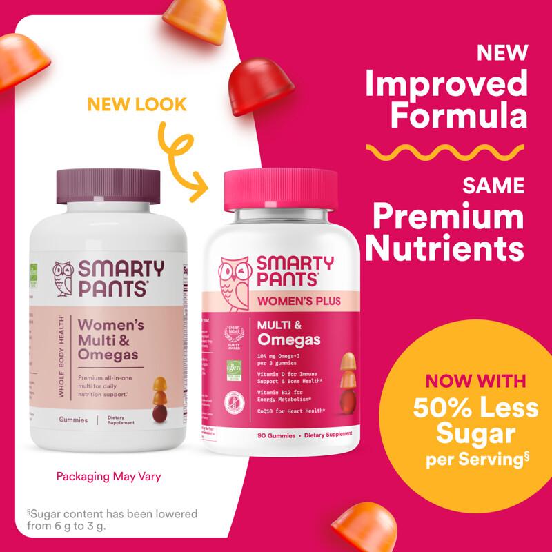 Women's Plus, Multi & Omegas Gummies, Strawberry, Orange, and Lemon Creme, 90 Gummies