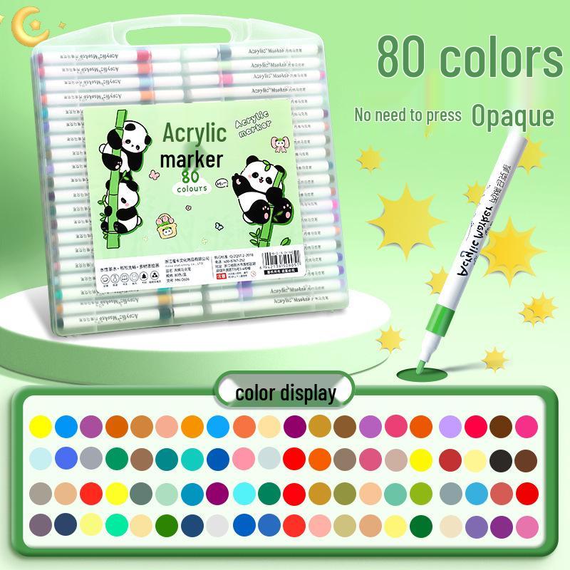 Panda Cartoon Acrylic Marker Pens for Kids - Water-Based, Opaque, Stackable Colors for Children’s Art