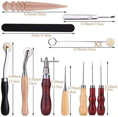 Fenrry Waxed Thread Leather Sewing Repair Kit Leather Hand Sewing Needles Groover Awl Other Tools Leather Sewing Stitching