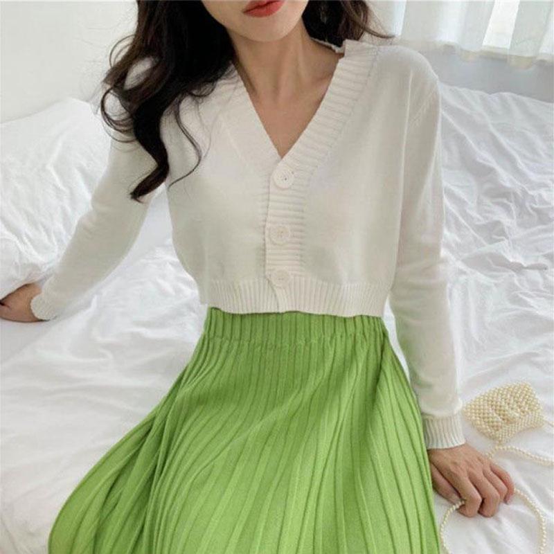 Frauen V-ausschnitt Gestrickte Strickjacken Pullover Weibliche Casual Alle-spiel Kurze Strickjacken Koreanischen Stil Pullover