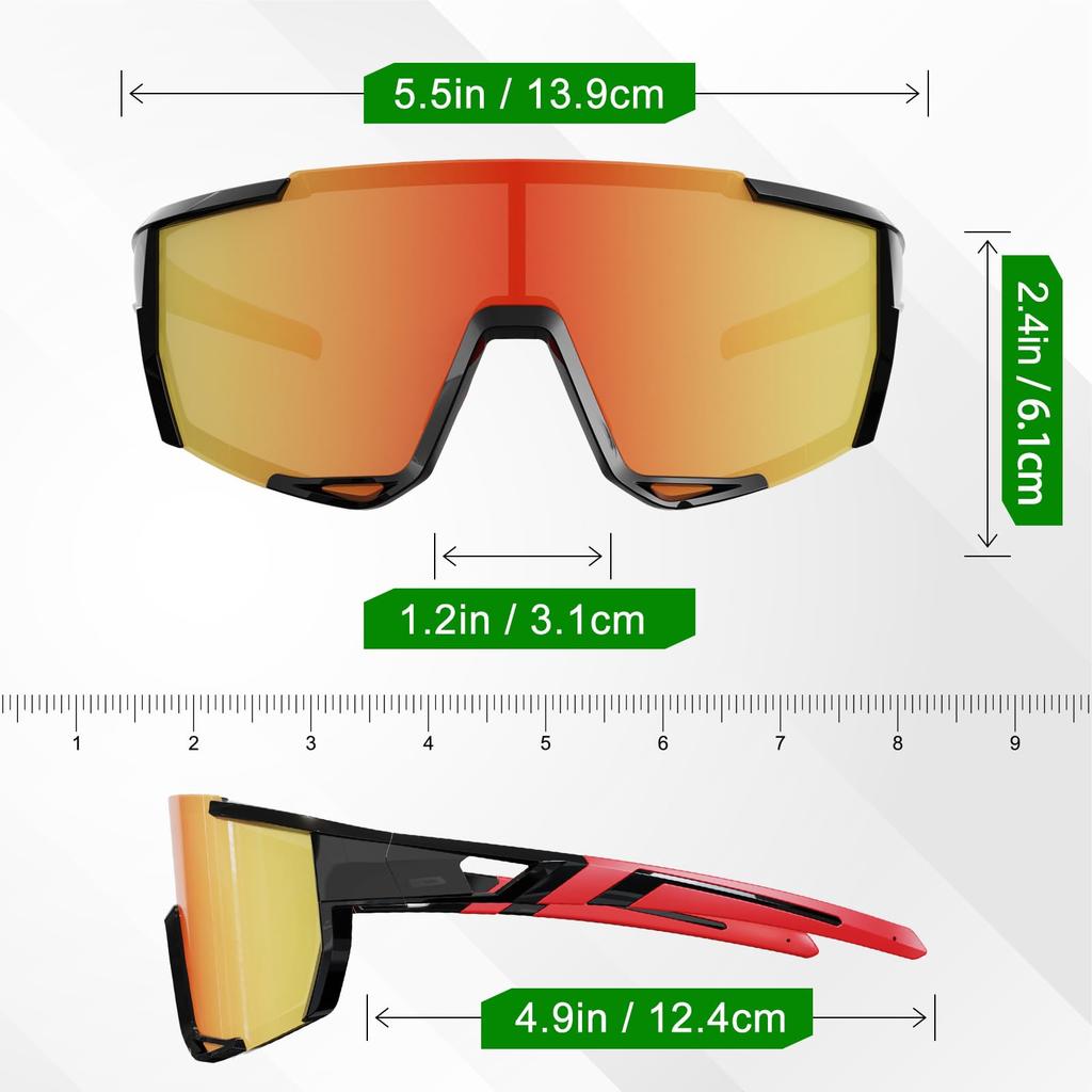 Baseball Sunglasses Sports Sunglasses with Full UV400 Protection Suitable for Road Biking and Running 3D Adjustable Nose Pads TR90 Frame Unisex