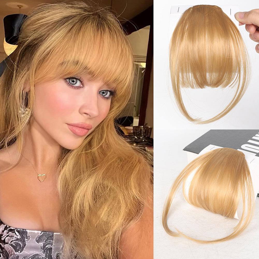 Dünne durchsichtige Luft-Pony Clip-in Haarverlängerung Synthetischer Pony mit Koteletten Pony-Haarteile Für Mädchen Tägliche Party-Nutzung