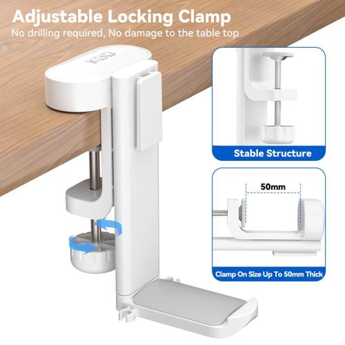 KDD 4-in-1 Desk Organizer with Drink Holder, Headphone Stand, Under-Desk Headphone Hook with Two Wire Holes, Rotating Headphone Hanger, and Removable