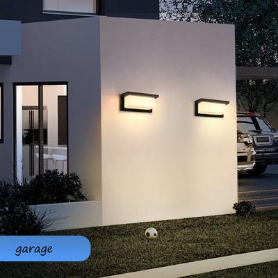 Modern Square LED Wall Light Flush Mount Black Home Decor Wall Sconce IP65 Waterproof 25W for Balcony Living Room Bedroom