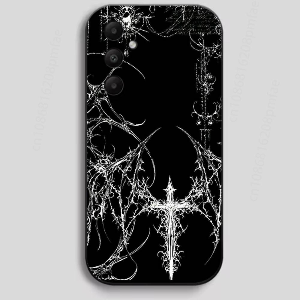 

Gothic Cyber Sigil Cross Phone Case for Samsung Galaxy A73,23,53,33,24,72,22,52,32,54,A34 Soft Cover 22 Samsung A73 5G