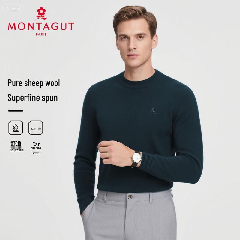 MONTAGUT Men's Round Neck Wool Sweater