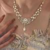 Luxury Pearl Rhinestone Necklace Beads Pearl Collarbone Chain Fashion Double Layer Necklace  Gift