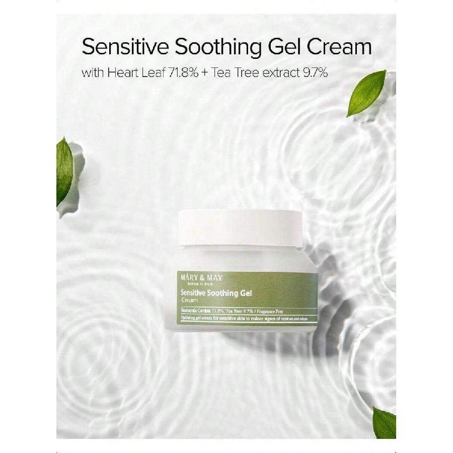 Mary&May Sensitive Soothing Gel Cream 70g/Instant Cooling And Redness Relief, Pore-Tightening Face Cream With Tea Tree And Houttuynia Cordata