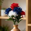 Independence Day Artificial Memorial Flowers Red White Blue Patriotic Cemetery Flower 4th of July Faux Silk Flower Decoration for Home Party