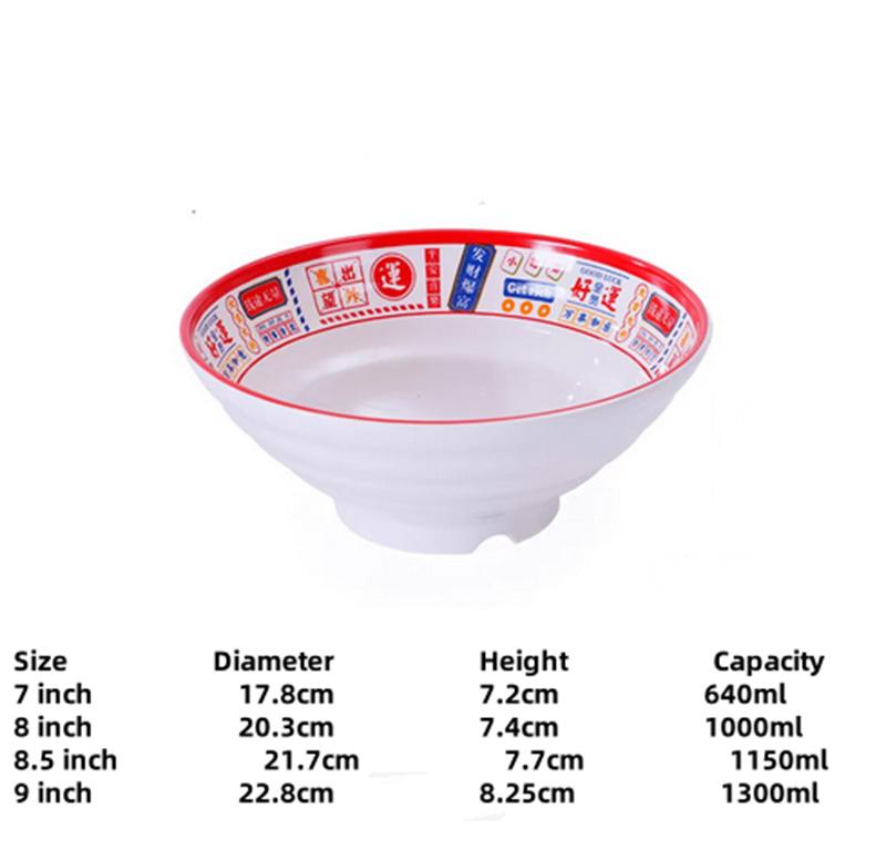 Melamine Noodle Bowl Household Plastic Tableware Restaurant big round Ramen Salad Bowl Thickened Not Easily Broken Soup Bowls
