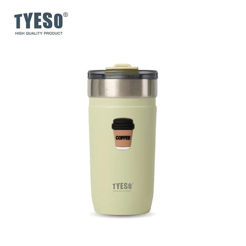 Tyeso 550ML 304 Stainless Insulated Mug Matte Minimalist Tumbler with Straw Leakproof Coffee Cup for Ice Drink Hot Beverage Vacuum with Coffee Sticker