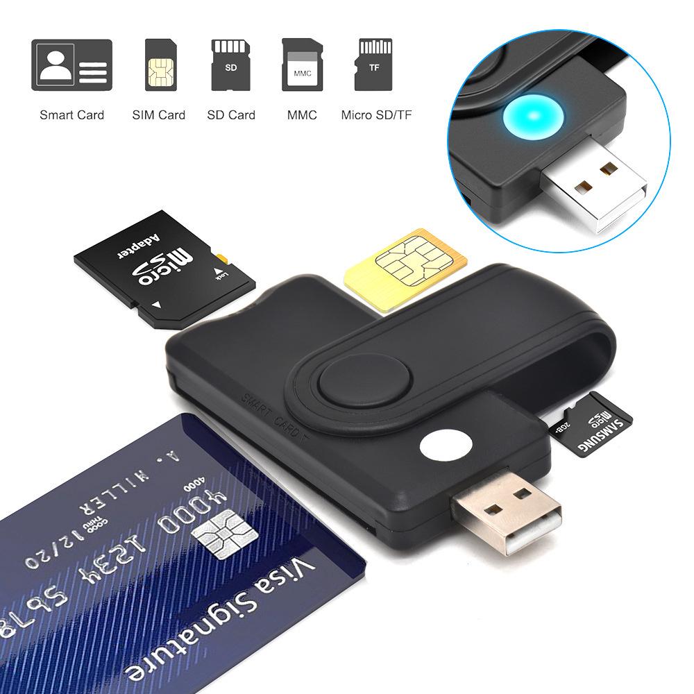 USB 2.0 All-in-One Smart Card Reader: SIM, SD, TF, ID, IC Cards