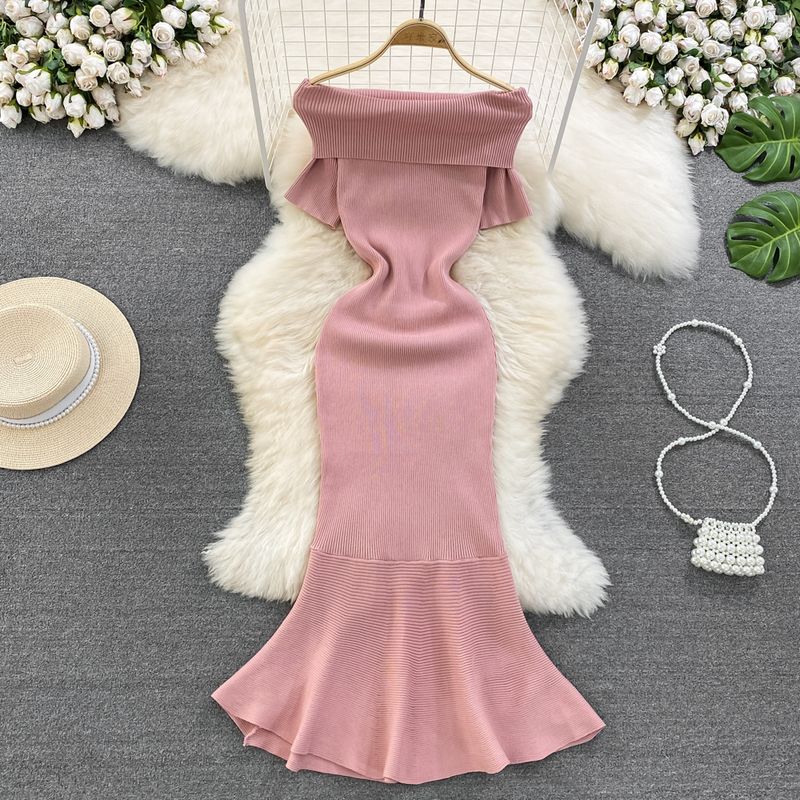 

off-Shoulder Socialite A- line Ruffles Dress Fishtail