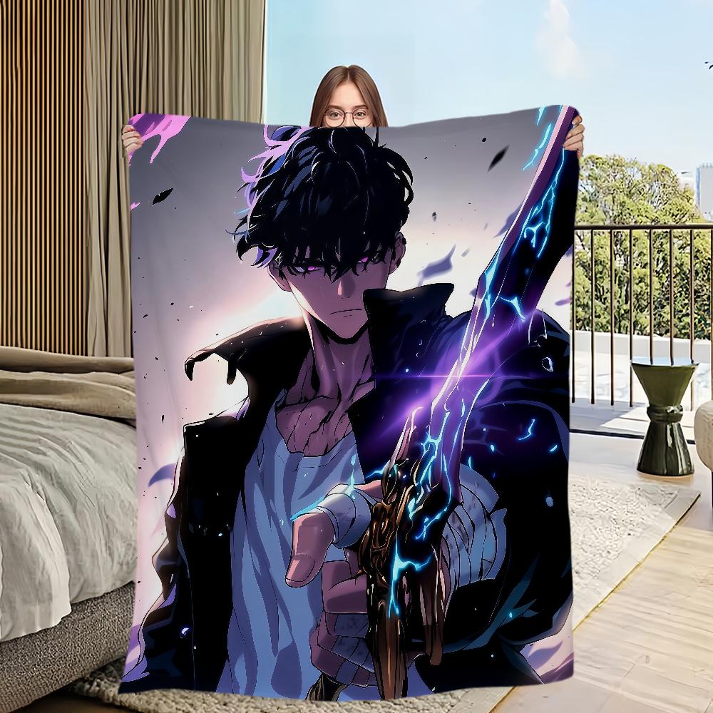 Hot Korean Anime S-Solo L-Leveling 2 Flannel Warm Comfort Soft Plush Blanket for Sofa Living Room Office Bedroom Travel Gift