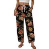 Women's Casual Straight Leg Wide Leg Drawstring Print Pants