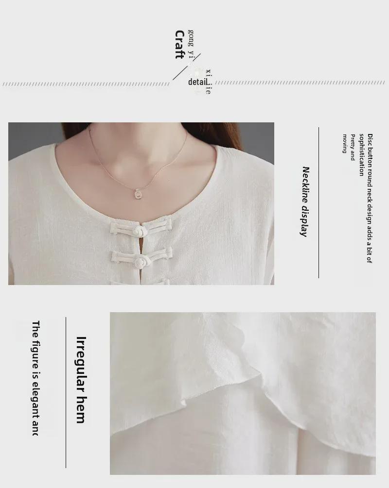 Elegantní zenový tanec dámské dvoudílné šaty v čínském stylu bílého čaje