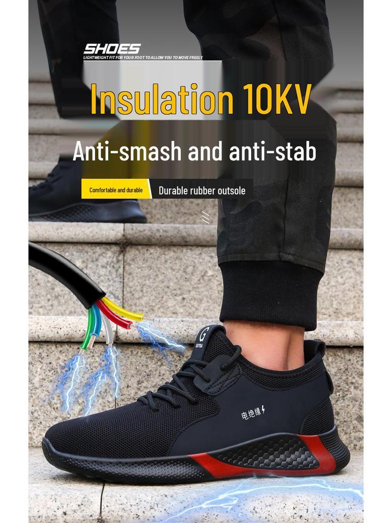 Insulated 10KV Electrician Shoes, Fleece-Lined, Wear-Resistant, Anti-Smash & Anti-Puncture Safety Shoes, Comfortable Protection for Men.
