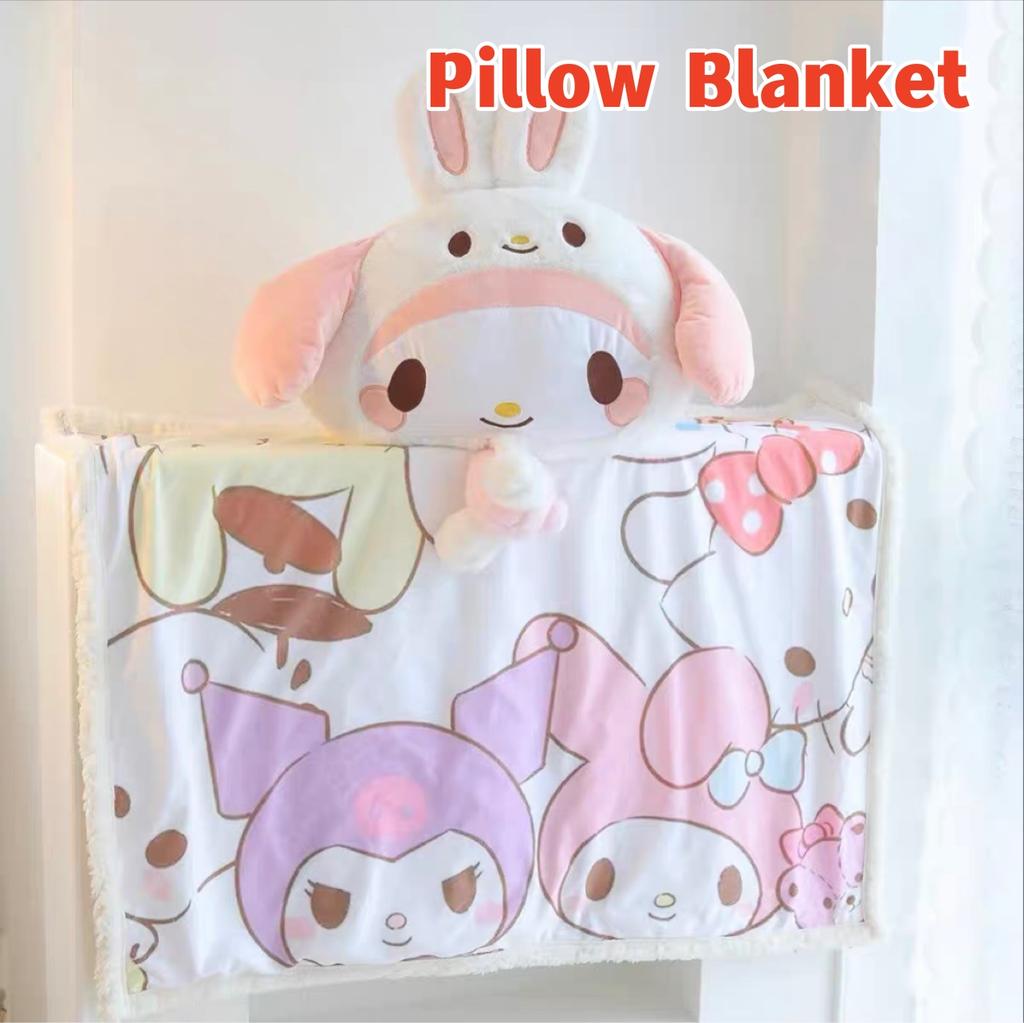 Very Cute Kuromi My Melody Cinnamoroll Headrest Back Cushion Kawaii Japanese Style Car Decoration Nap Pillow Blanket Girl
